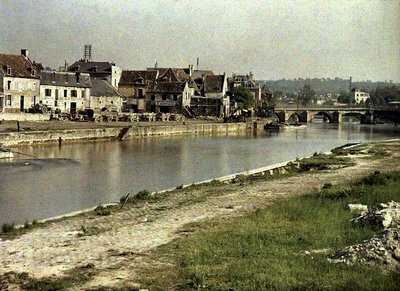 The River Aisne and the Pont des Anglais, Soissons, France, 1917 by Fernand Cuville
